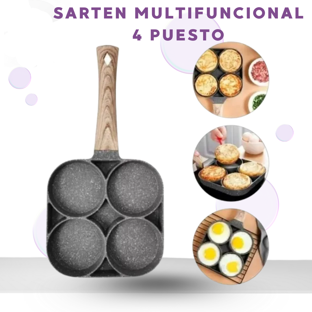 Sarten 4 en 1  Antiadherente Práctica, Rápida y Saludable